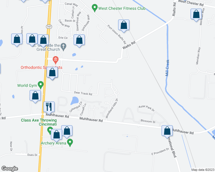 map of restaurants, bars, coffee shops, grocery stores, and more near 5110 Cody Pass Drive in Hamilton