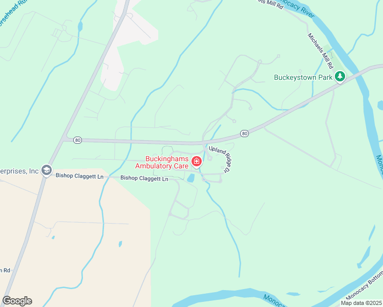 map of restaurants, bars, coffee shops, grocery stores, and more near 7000 Upland Ridge Drive in Adamstown