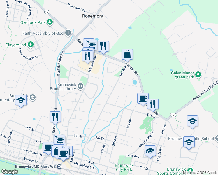 map of restaurants, bars, coffee shops, grocery stores, and more near 1 Manchester Court in Brunswick