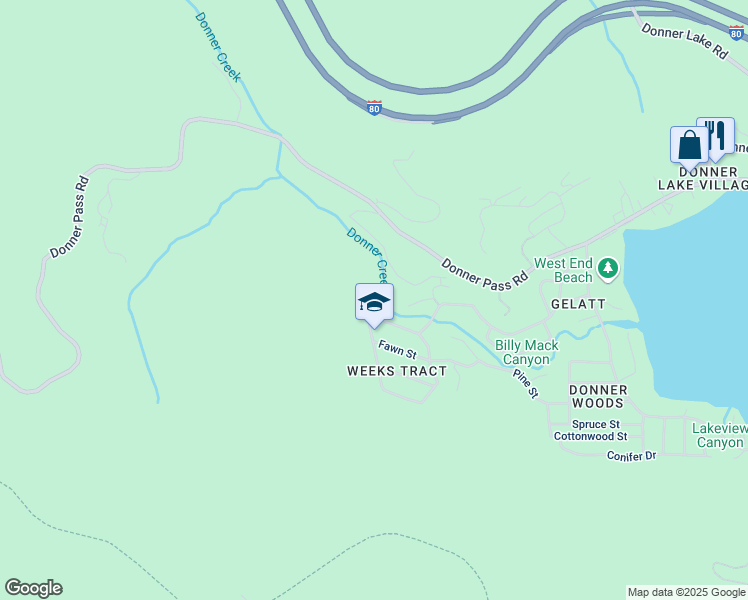 map of restaurants, bars, coffee shops, grocery stores, and more near 10579 Bear Run in Truckee