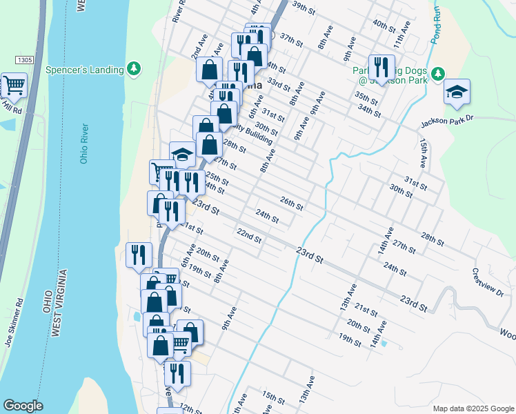 map of restaurants, bars, coffee shops, grocery stores, and more near 807 24th St in Vienna