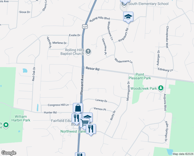 map of restaurants, bars, coffee shops, grocery stores, and more near 1790 Calumet Way in Fairfield
