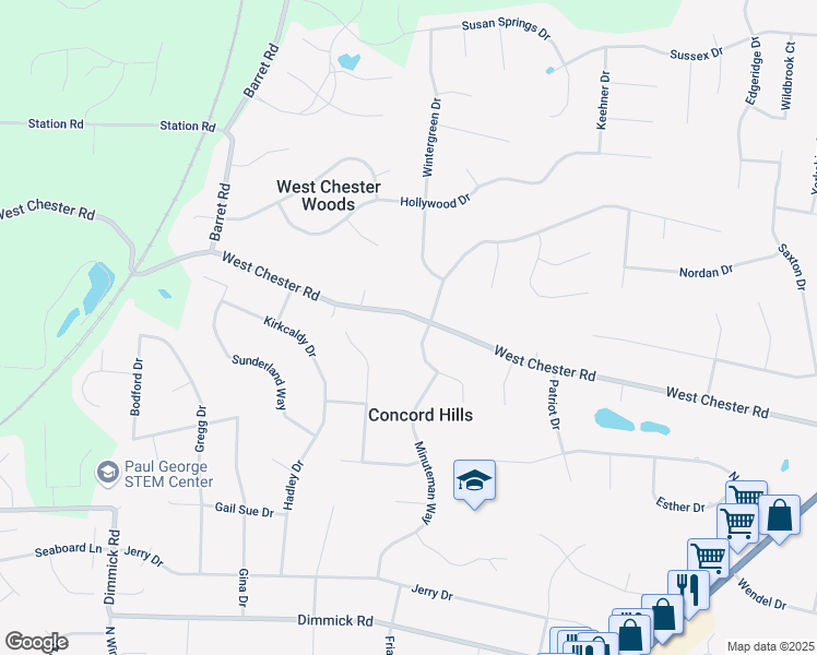 map of restaurants, bars, coffee shops, grocery stores, and more near 9129 Revere Run in Butler County