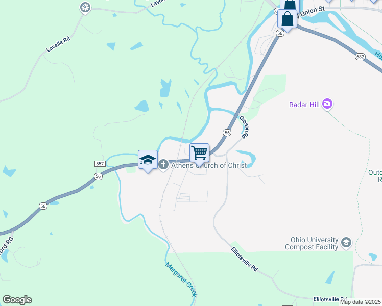 map of restaurants, bars, coffee shops, grocery stores, and more near 771 West Union Street in Athens