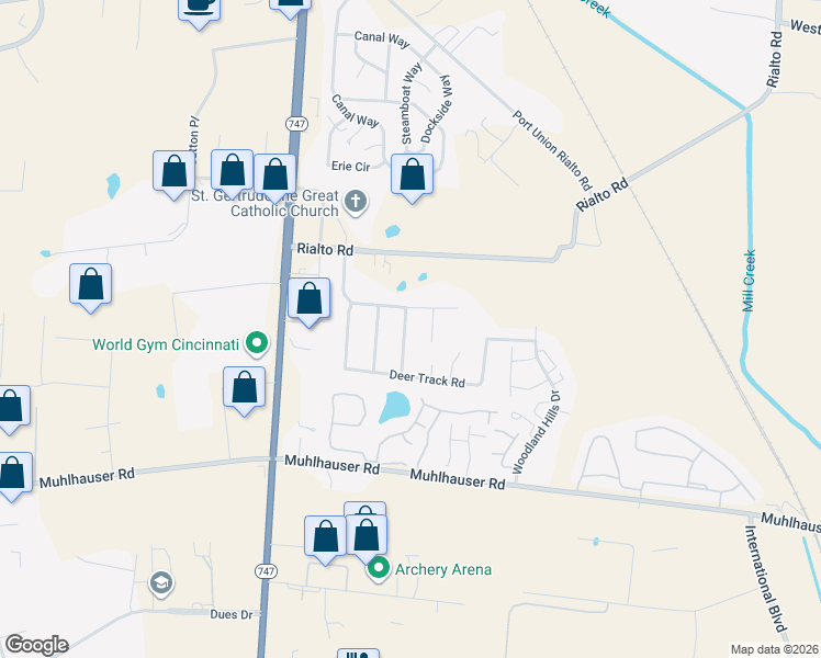 map of restaurants, bars, coffee shops, grocery stores, and more near 9760 Flagstone Way in Butler County