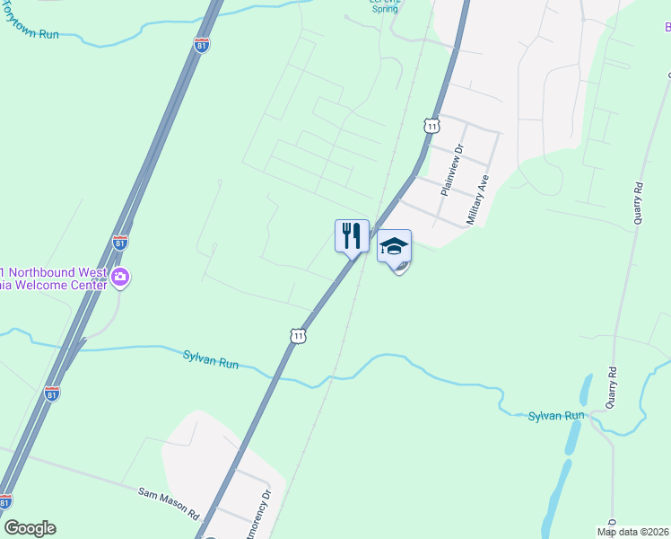 map of restaurants, bars, coffee shops, grocery stores, and more near 10711 Winchester Avenue in Bunker Hill