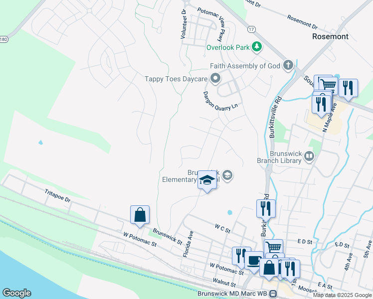 map of restaurants, bars, coffee shops, grocery stores, and more near 812 Kaplon Court in Brunswick