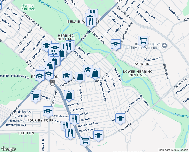 map of restaurants, bars, coffee shops, grocery stores, and more near 3408 Chesterfield Avenue in Baltimore