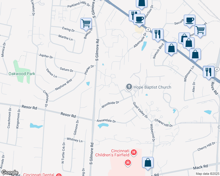 map of restaurants, bars, coffee shops, grocery stores, and more near 19 Griffin Lane in Fairfield