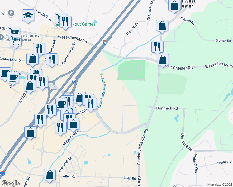 map of restaurants, bars, coffee shops, grocery stores, and more near 6380 Aviation Way in Butler County