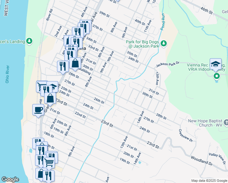 map of restaurants, bars, coffee shops, grocery stores, and more near 1023 28th Street in Vienna