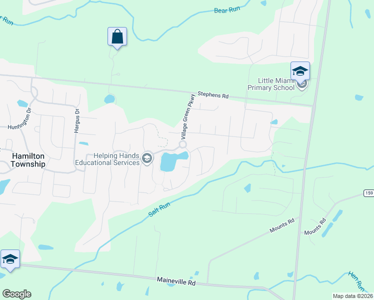 map of restaurants, bars, coffee shops, grocery stores, and more near 25 Crystal Cove Pointe in Maineville