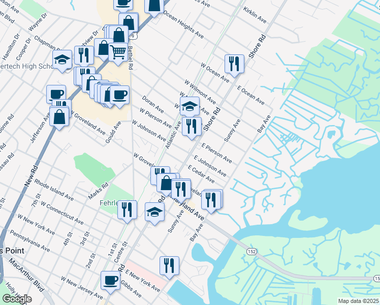 map of restaurants, bars, coffee shops, grocery stores, and more near in Hamilton Township