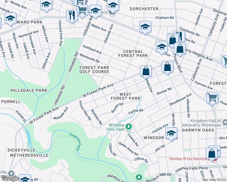 map of restaurants, bars, coffee shops, grocery stores, and more near 4400 Norfolk Avenue in Baltimore