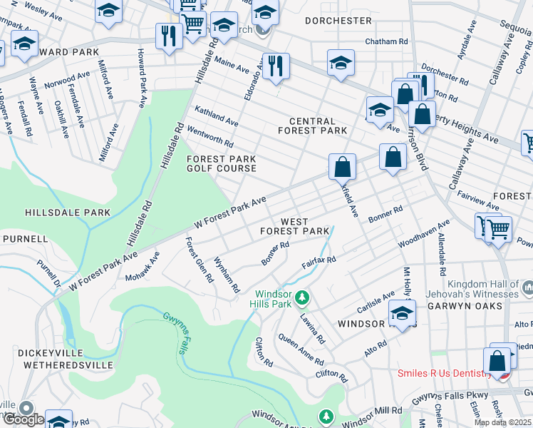 map of restaurants, bars, coffee shops, grocery stores, and more near 4400 Norfolk Avenue in Baltimore