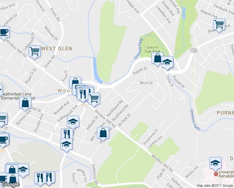 map of restaurants, bars, coffee shops, grocery stores, and more near 10 Beacon Hill Rd in Woodlawn