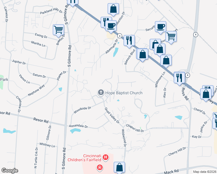 map of restaurants, bars, coffee shops, grocery stores, and more near 92 Fox Hollow Court in Fairfield