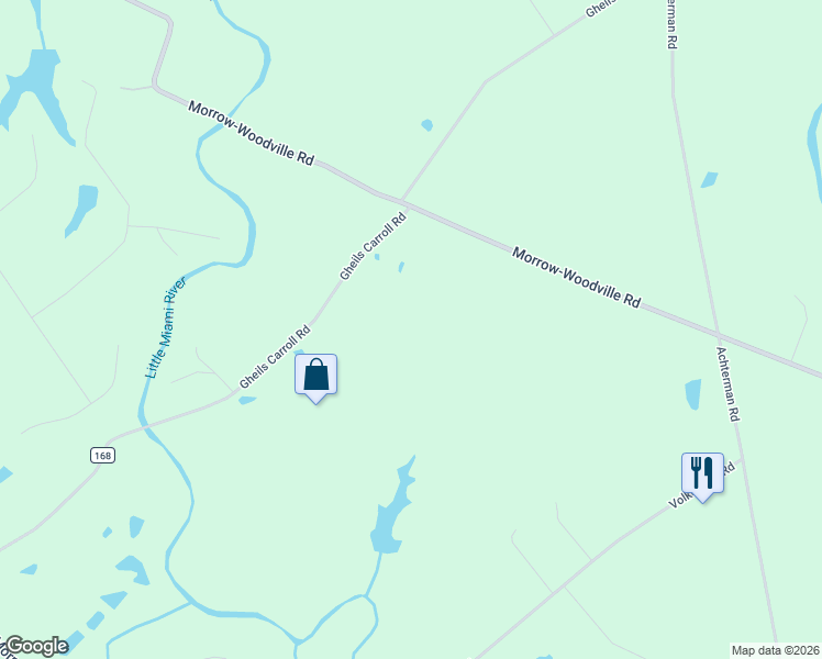 map of restaurants, bars, coffee shops, grocery stores, and more near 7200 Gheils Carroll Road in Morrow