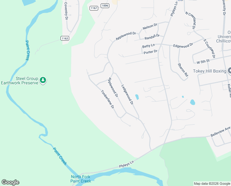 map of restaurants, bars, coffee shops, grocery stores, and more near 74 Applewood Drive in Chillicothe