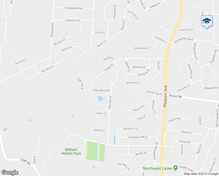 map of restaurants, bars, coffee shops, grocery stores, and more near 5775 Red Oak Drive in Fairfield