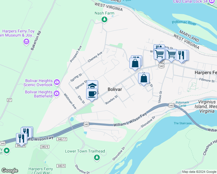 map of restaurants, bars, coffee shops, grocery stores, and more near 101 Independence Avenue Southeast in Washington