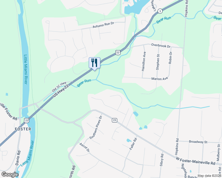 map of restaurants, bars, coffee shops, grocery stores, and more near 1286 Chaucer Place in Maineville