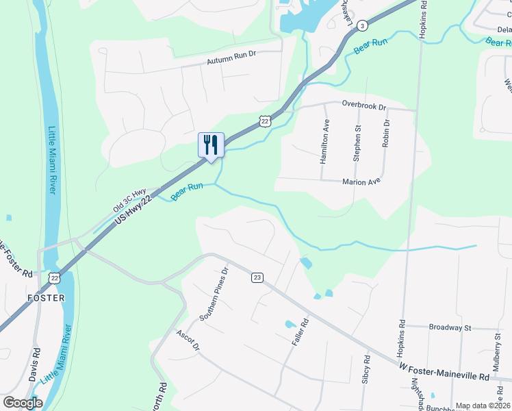 map of restaurants, bars, coffee shops, grocery stores, and more near 1286 Chaucer Place in Maineville