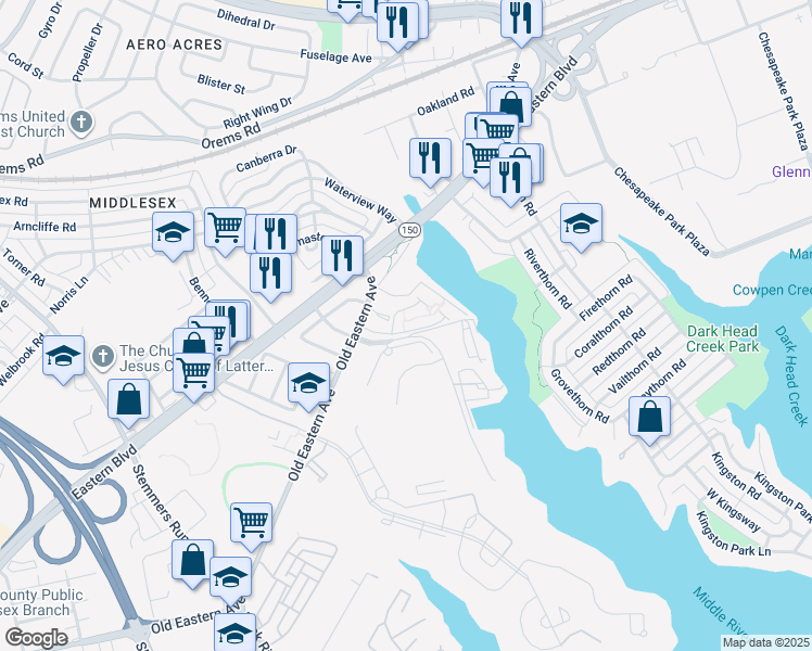 map of restaurants, bars, coffee shops, grocery stores, and more near 200 Marina View Court in Baltimore