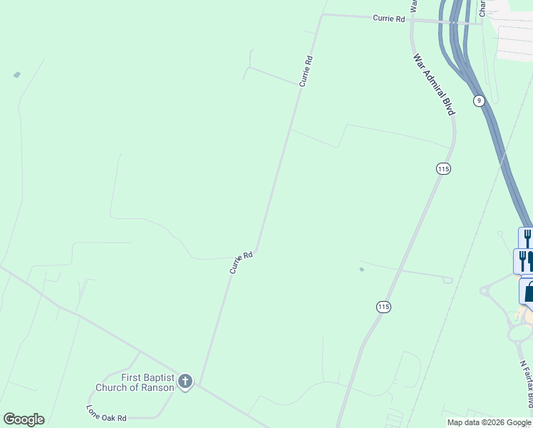 map of restaurants, bars, coffee shops, grocery stores, and more near 276 Currie Road in Ranson