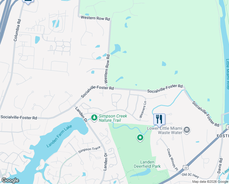 map of restaurants, bars, coffee shops, grocery stores, and more near 7814 Hackney Circle in Maineville