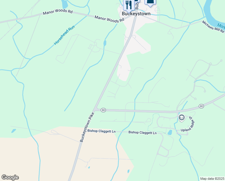 map of restaurants, bars, coffee shops, grocery stores, and more near 3294 Nutmeg Court in Adamstown