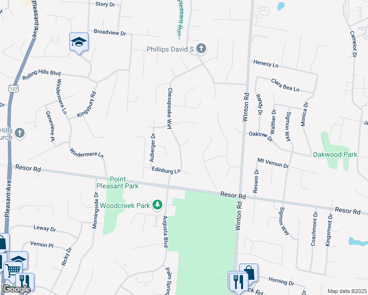 map of restaurants, bars, coffee shops, grocery stores, and more near 3 Suffolk Court in Fairfield