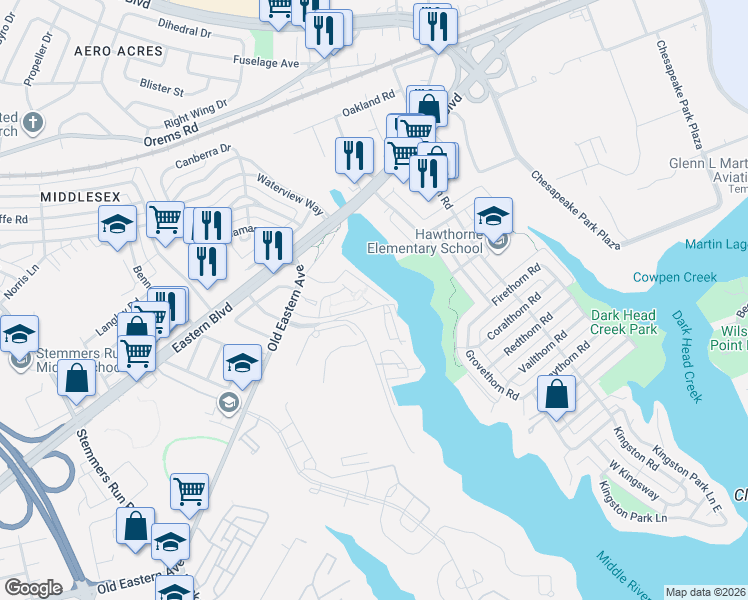 map of restaurants, bars, coffee shops, grocery stores, and more near 238 Marina View Court in Baltimore