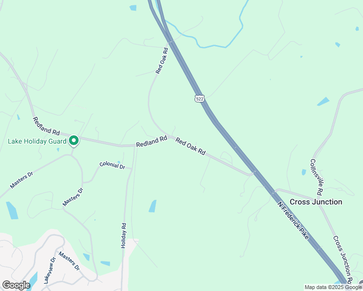 map of restaurants, bars, coffee shops, grocery stores, and more near Red Oak Road in Cross Junction