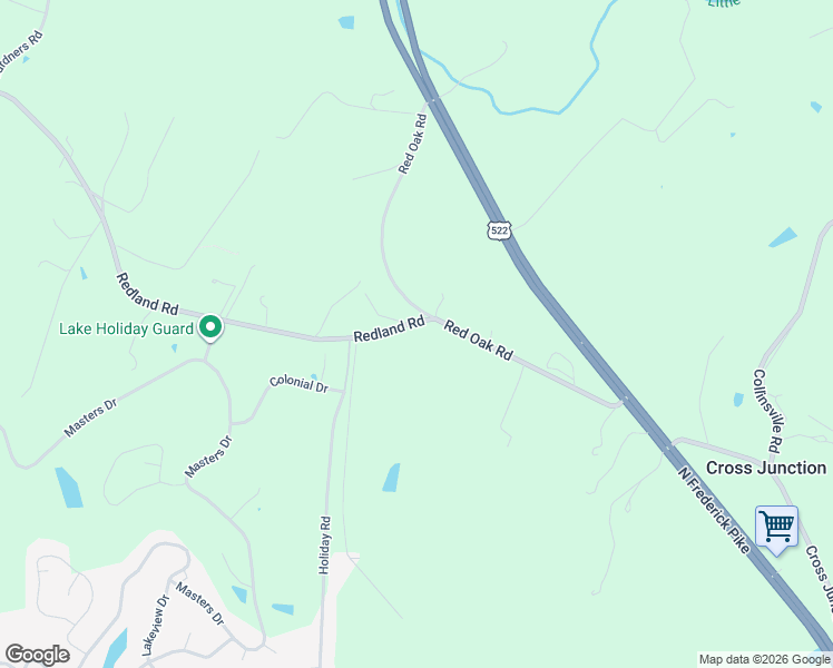 map of restaurants, bars, coffee shops, grocery stores, and more near 140 Redland Road in Cross Junction