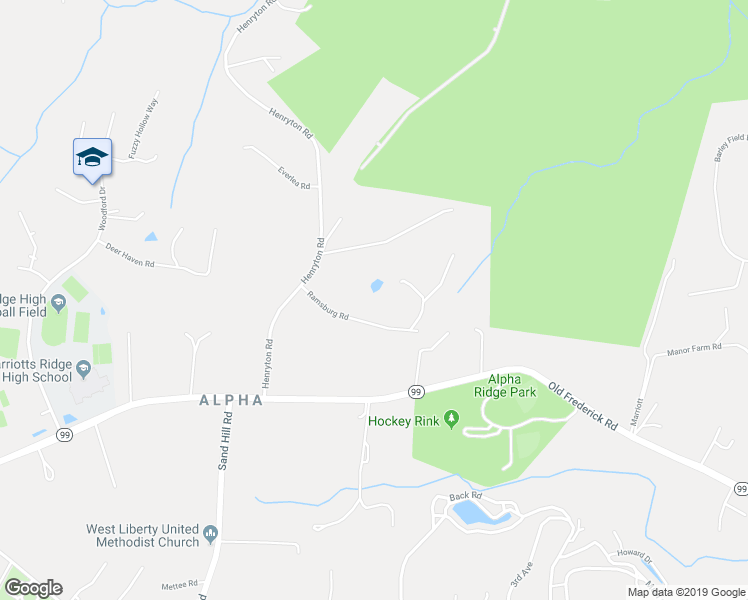 map of restaurants, bars, coffee shops, grocery stores, and more near 11850 Ramsburg Road in Marriottsville