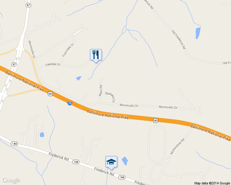 map of restaurants, bars, coffee shops, grocery stores, and more near 14092 Barbara Circle in Cooksville