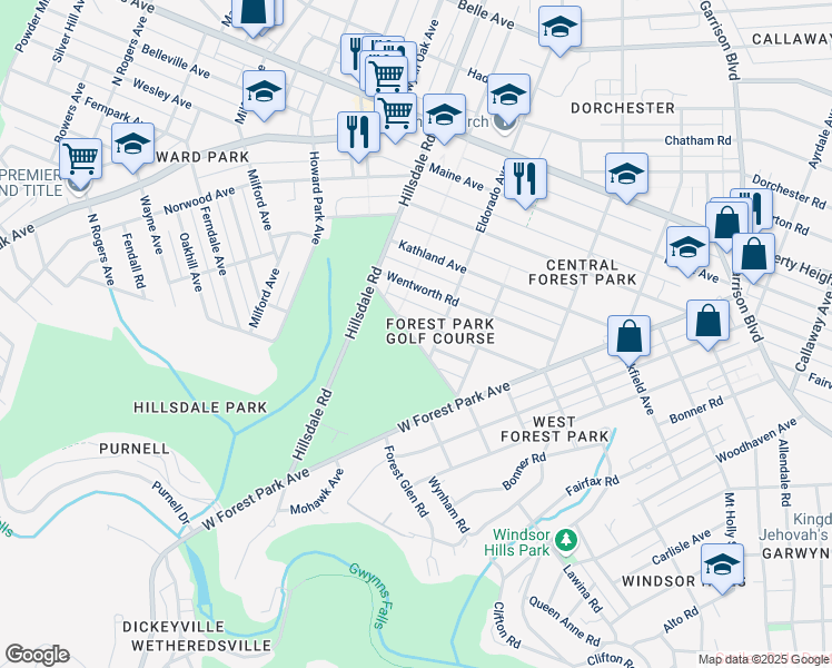 map of restaurants, bars, coffee shops, grocery stores, and more near 4406 Carleview Road in Baltimore