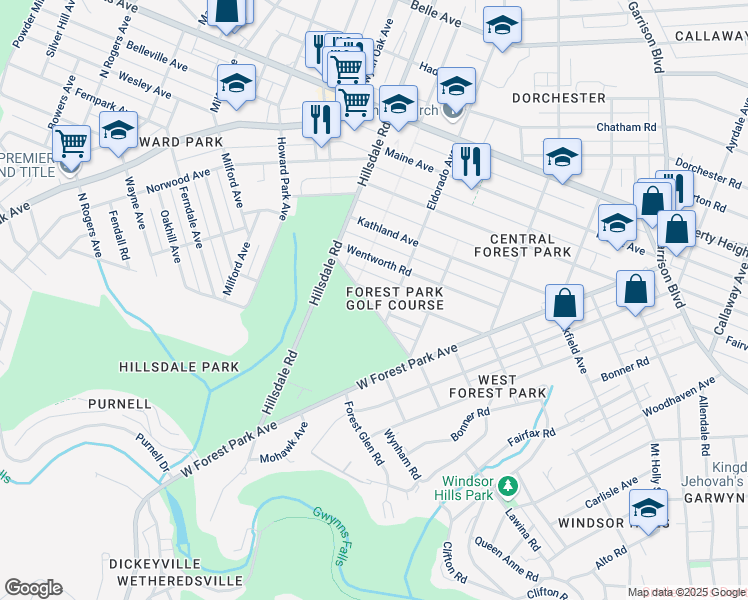 map of restaurants, bars, coffee shops, grocery stores, and more near 4406 Carleview Road in Baltimore