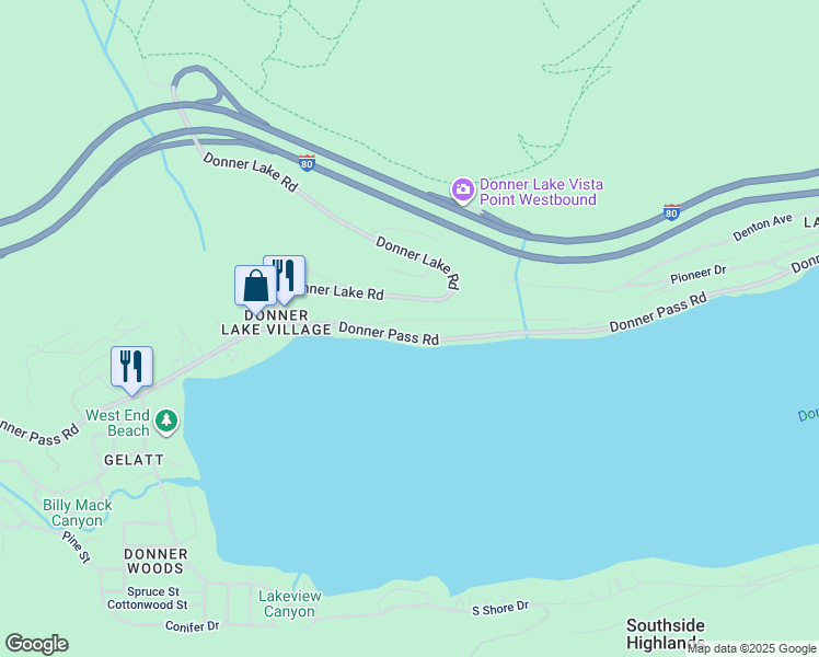 map of restaurants, bars, coffee shops, grocery stores, and more near 15394 Reed Avenue West in Truckee