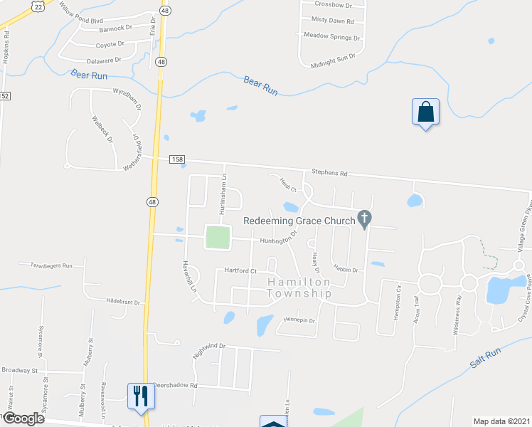 map of restaurants, bars, coffee shops, grocery stores, and more near 7519 Harmill Court in Maineville