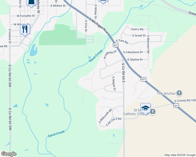 map of restaurants, bars, coffee shops, grocery stores, and more near 1133 South Erdmann Road in Greensburg