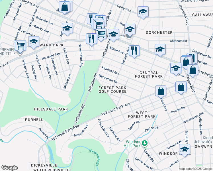 map of restaurants, bars, coffee shops, grocery stores, and more near 4410 Ethland Avenue in Baltimore