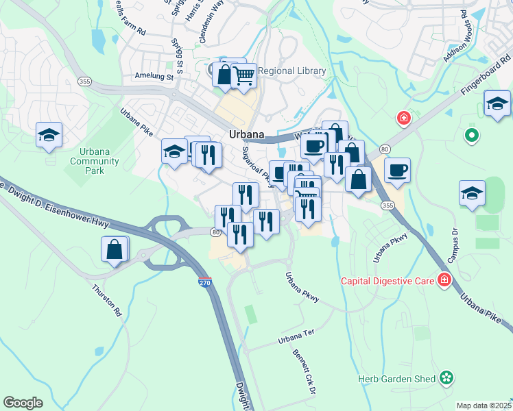 map of restaurants, bars, coffee shops, grocery stores, and more near 101 Independence Avenue Southeast in Washington