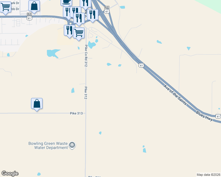 map of restaurants, bars, coffee shops, grocery stores, and more near 18043 U.S. 61 in Bowling Green