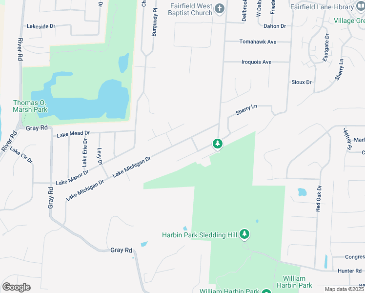 map of restaurants, bars, coffee shops, grocery stores, and more near 5537 Lake Michigan Drive in Fairfield