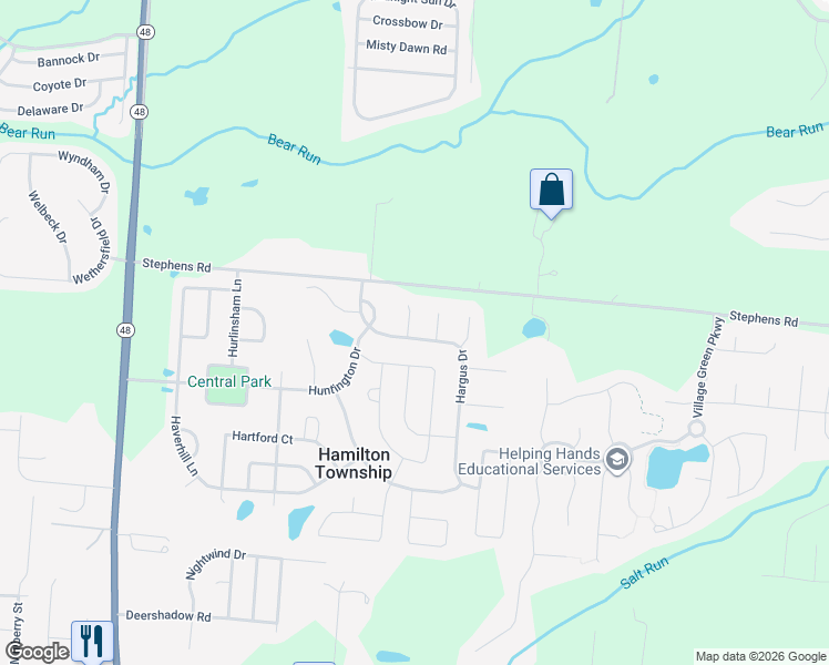 map of restaurants, bars, coffee shops, grocery stores, and more near 7235 Hammerwood Court in Maineville
