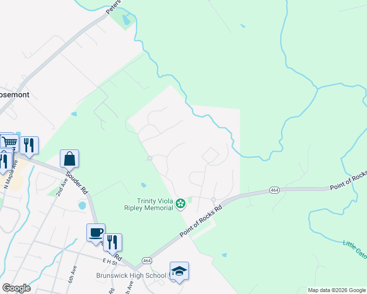 map of restaurants, bars, coffee shops, grocery stores, and more near 26 Jeffrey Lane in Brunswick
