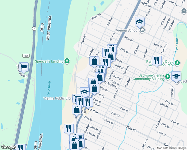 map of restaurants, bars, coffee shops, grocery stores, and more near 404 29th St in Vienna