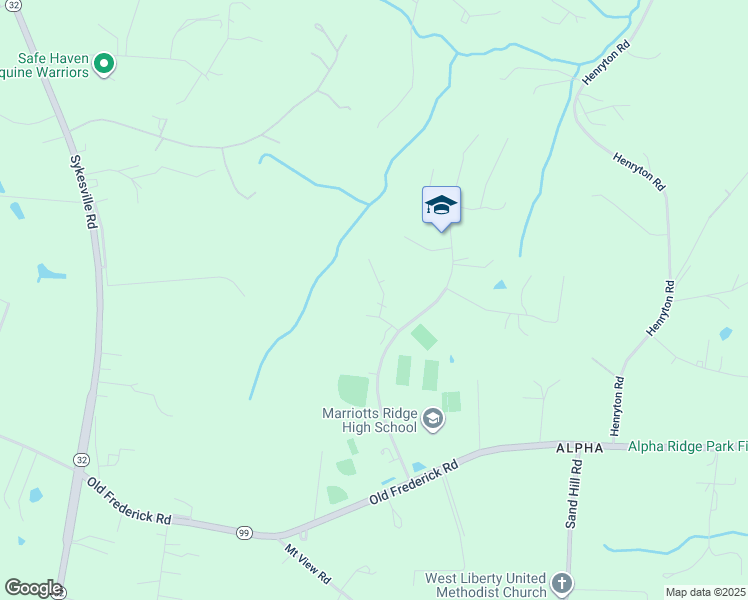 map of restaurants, bars, coffee shops, grocery stores, and more near 12124 Serenity Lane in Marriottsville